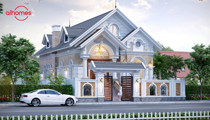 Biệt thự 200m2 mang đậm phong cách tân cổ điển với hoa văn tinh xảo