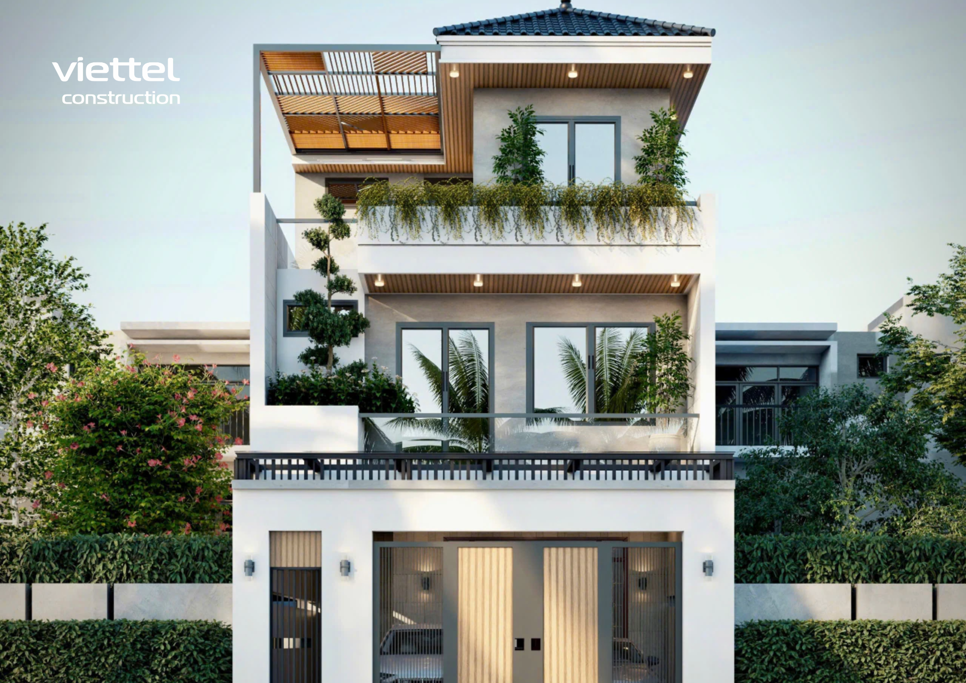 Nhà phố 3 tầng tối ưu diện tích, không gian xanh mát